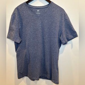 H&M Men’s V-Neck T-Shirt Large Heathered Blue